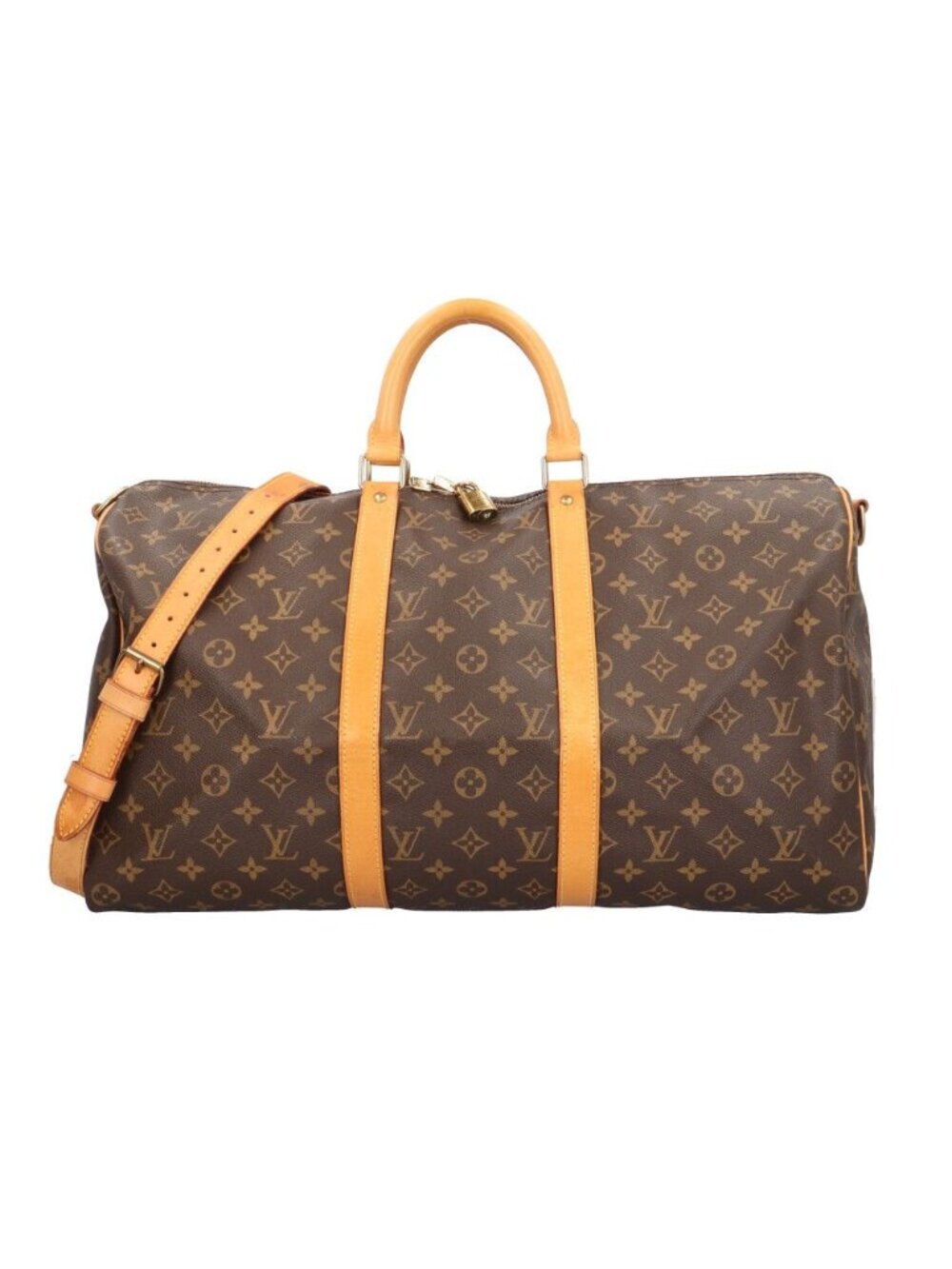 Louis Vuitton Keepall 50 Bandouliere Monogram Boston Bag Canvas Brown